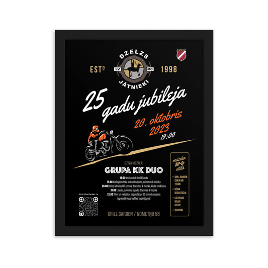 Dzelzs Jātnieki MC 25 Gadi / Black Framed Poster