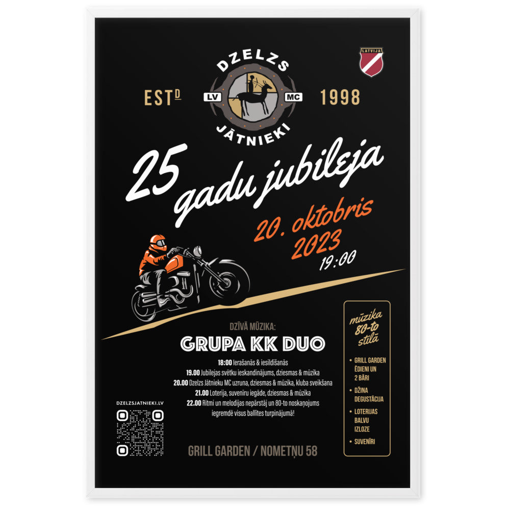 Dzelzs Jātnieki MC 25 Gadi / Black Framed Poster