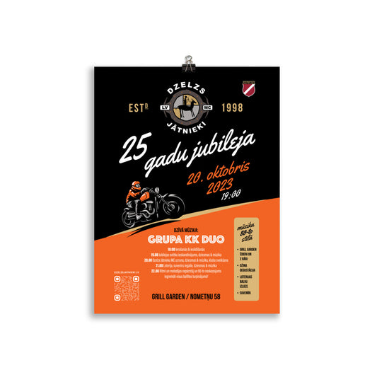 Dzelzs Jātnieki MC 25 Gadi / Orange Poster