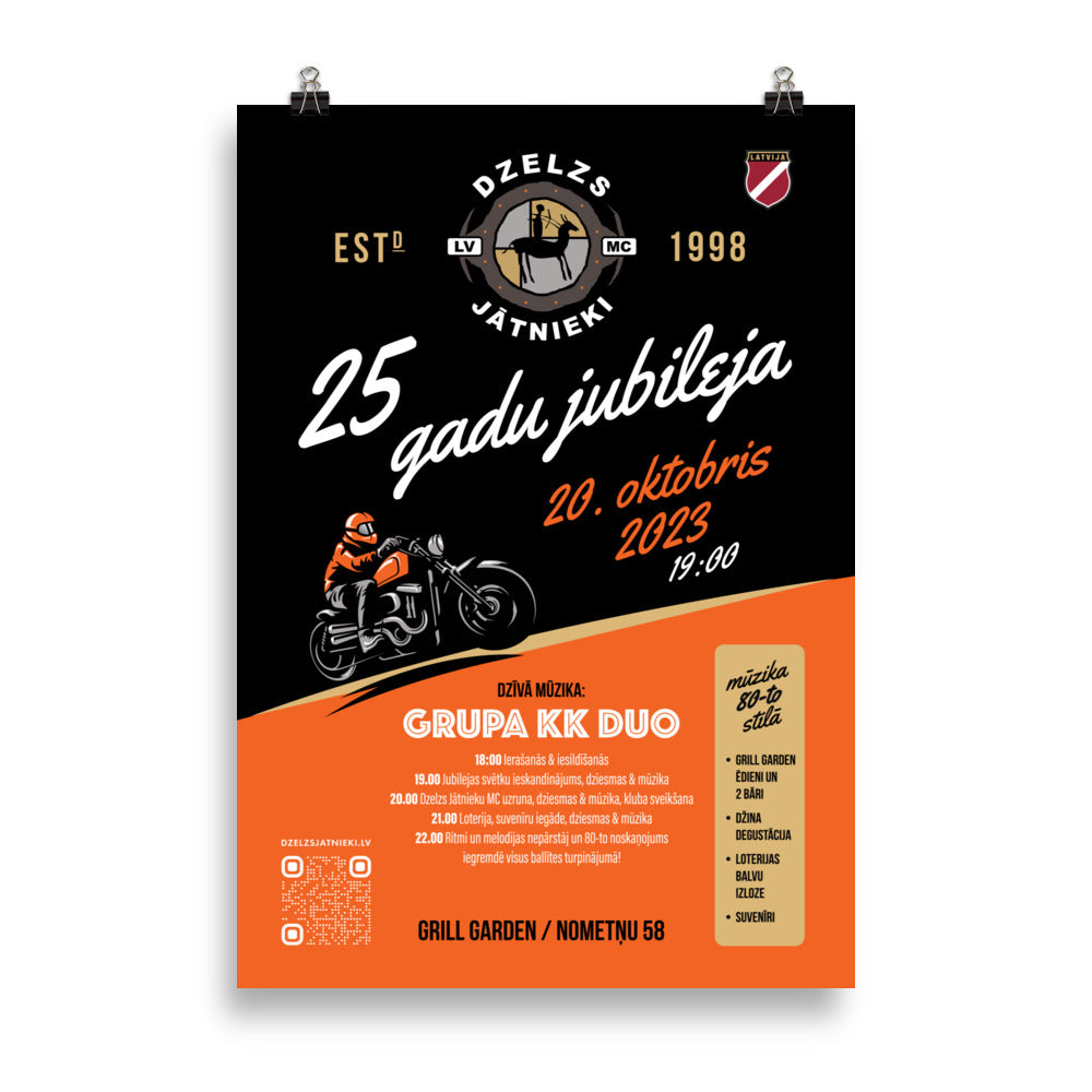 Dzelzs Jātnieki MC 25 Gadi / Orange Poster