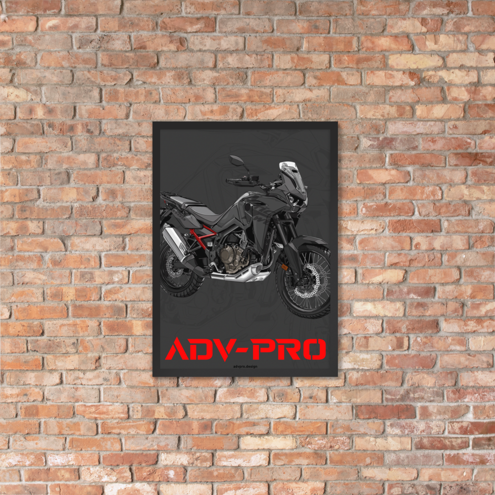 Framed matte paper poster / Africa Twin CRF1100 Black