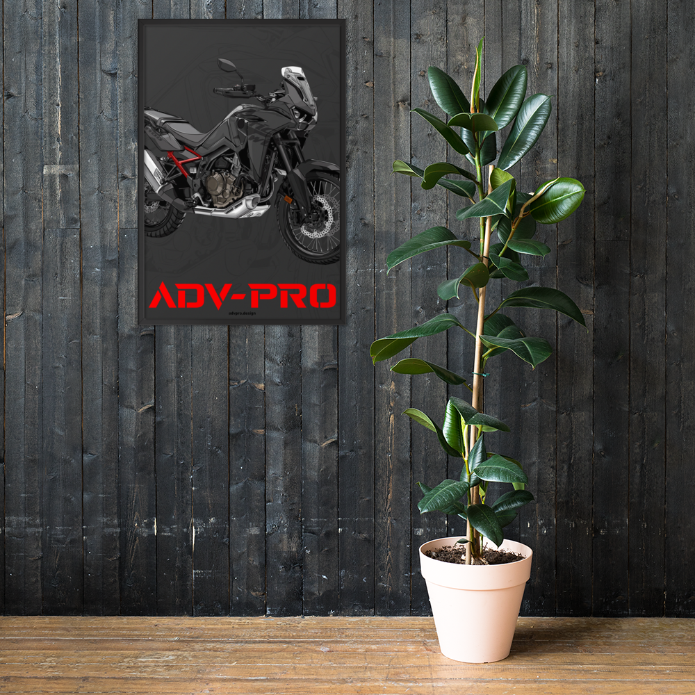 Framed matte paper poster / Africa Twin CRF1100 Black
