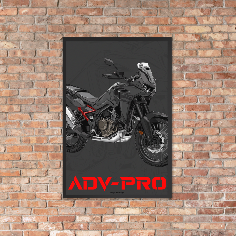 Framed matte paper poster / Africa Twin CRF1100 Black
