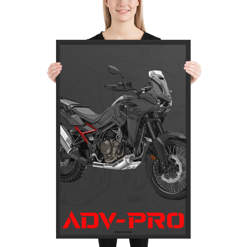 Framed matte paper poster / Africa Twin CRF1100 Black