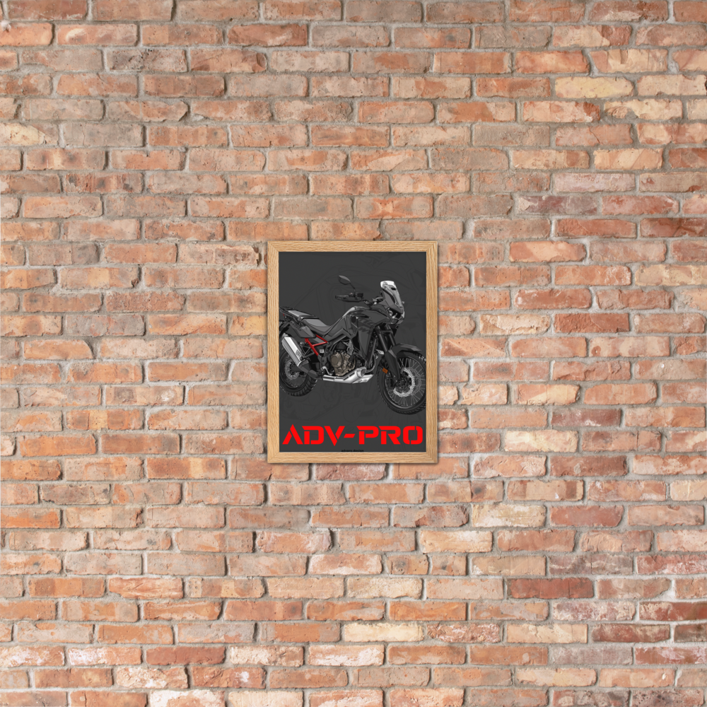 Framed matte paper poster / Africa Twin CRF1100 Black