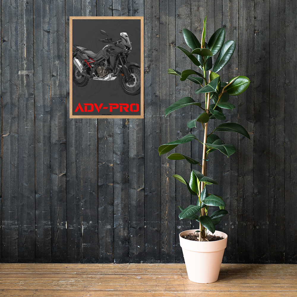 Framed matte paper poster / Africa Twin CRF1100 Black