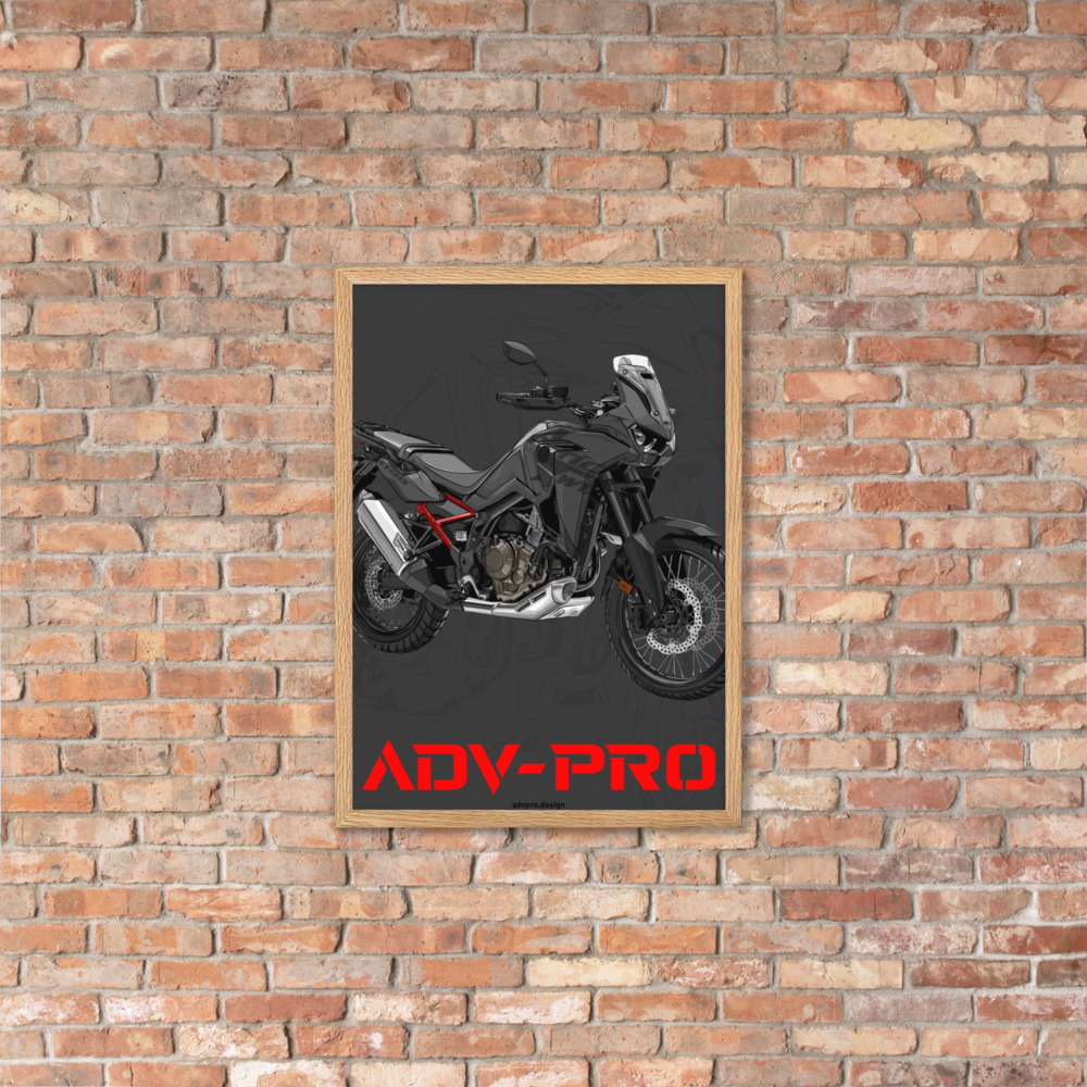 Framed matte paper poster / Africa Twin CRF1100 Black