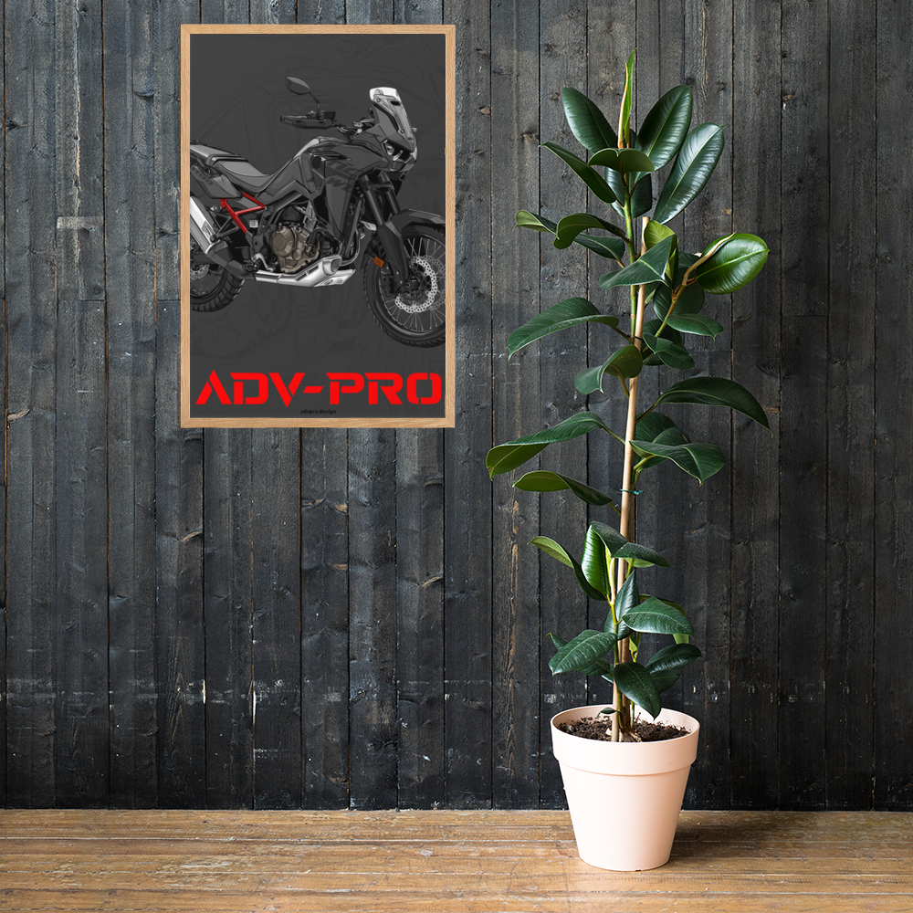 Framed matte paper poster / Africa Twin CRF1100 Black