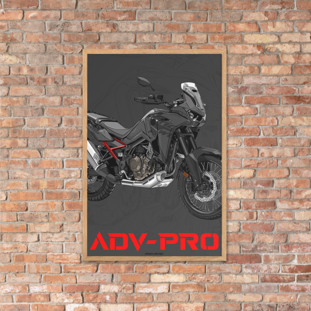 Framed matte paper poster / Africa Twin CRF1100 Black