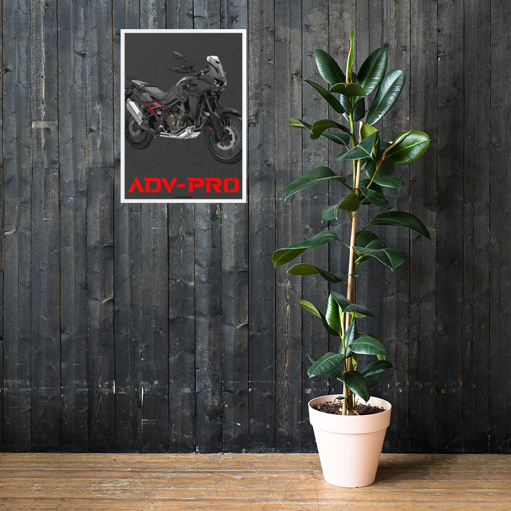 Framed matte paper poster / Africa Twin CRF1100 Black
