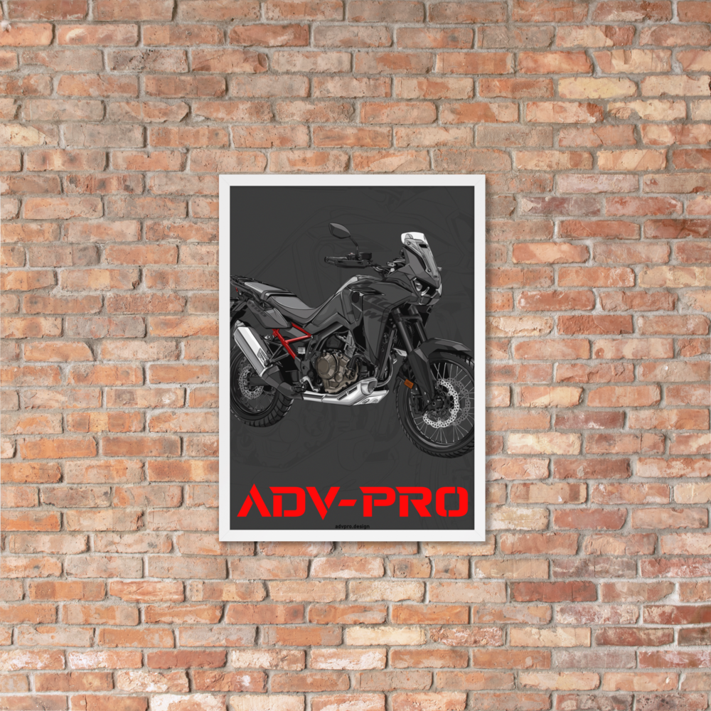 Framed matte paper poster / Africa Twin CRF1100 Black