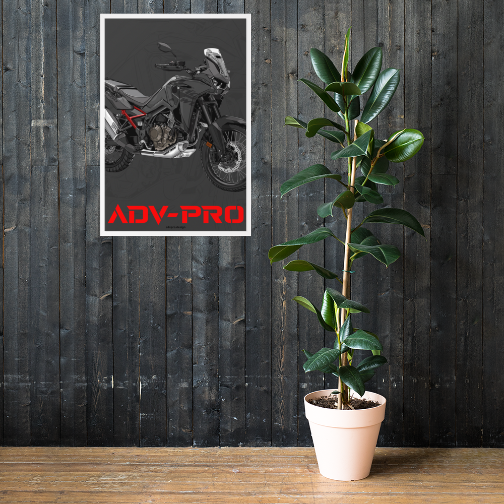 Framed matte paper poster / Africa Twin CRF1100 Black