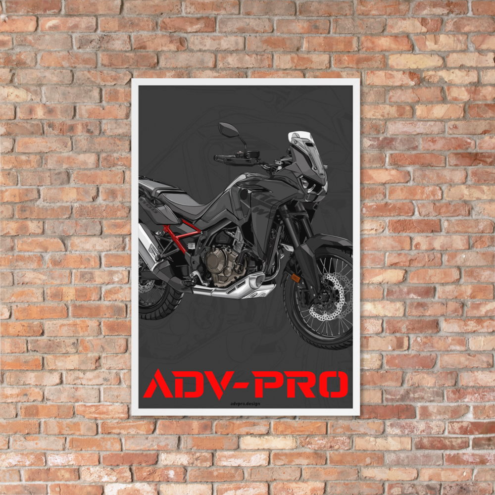 Framed matte paper poster / Africa Twin CRF1100 Black