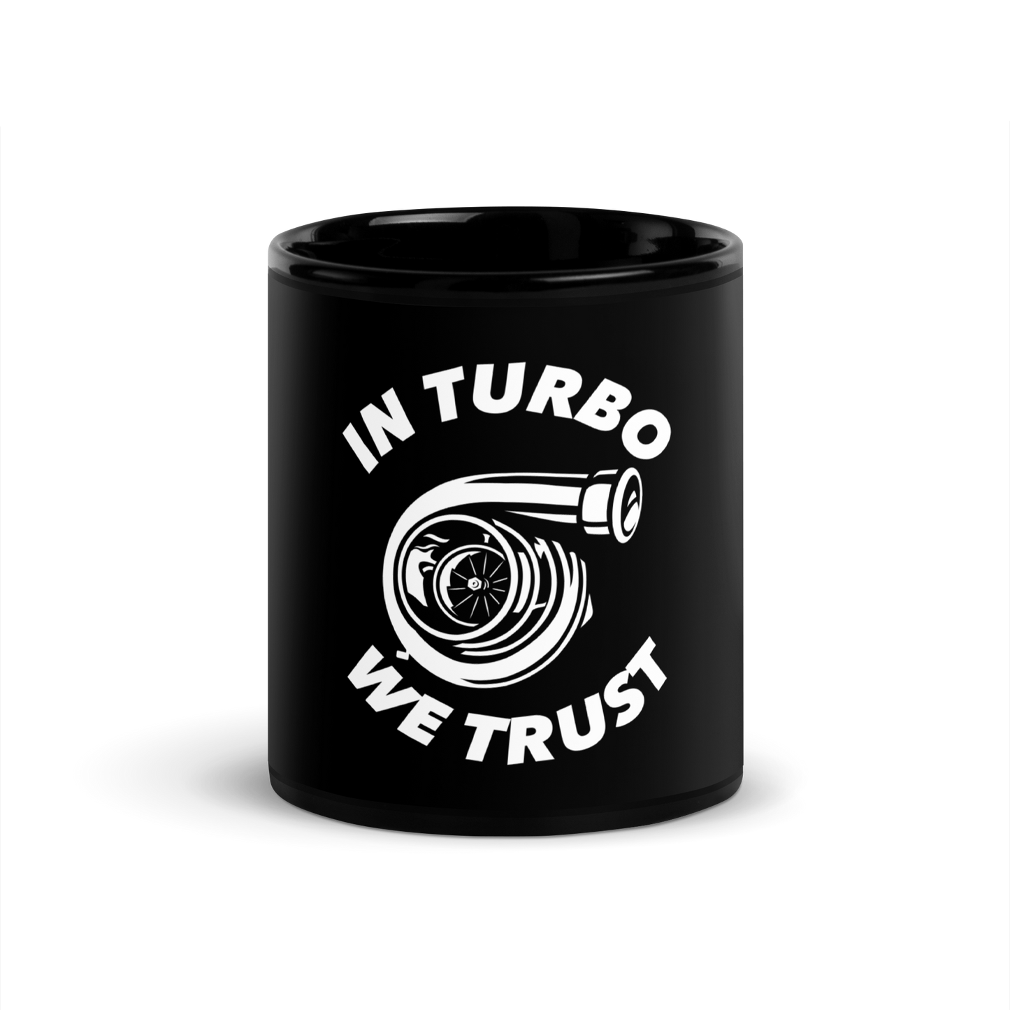 In Turbo We Trust / Black Glossy Mug