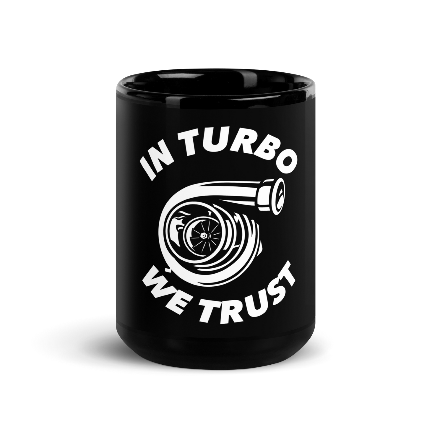 In Turbo We Trust / Black Glossy Mug