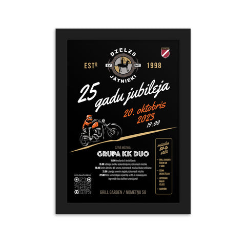 Dzelzs Jātnieki MC 25 Gadi / Black Framed Poster
