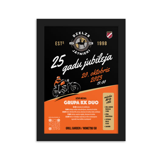 Dzelzs Jātnieki MC 25 Gadi / Orange Framed Poster