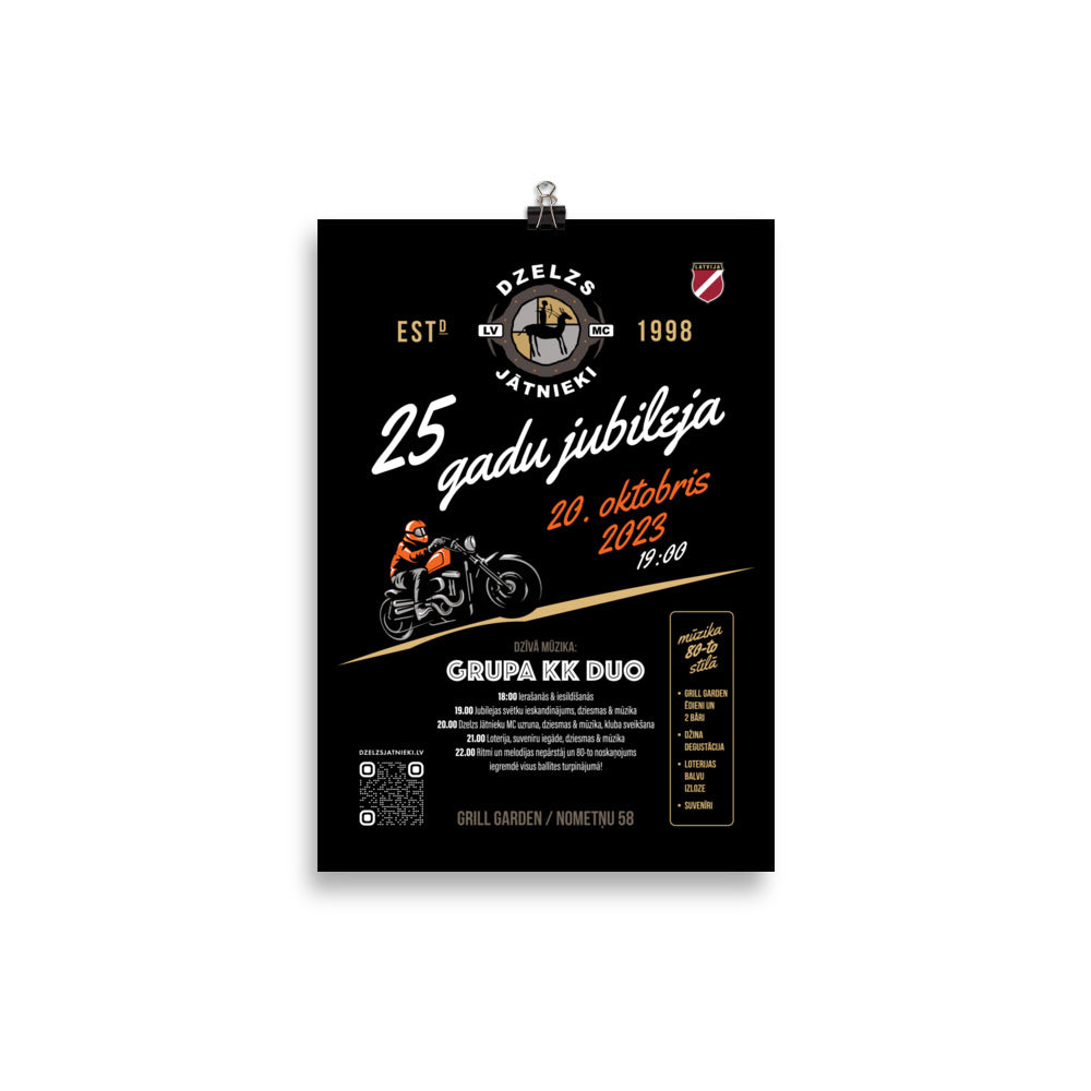 Dzelzs Jātnieki MC 25 Gadi / Black Poster