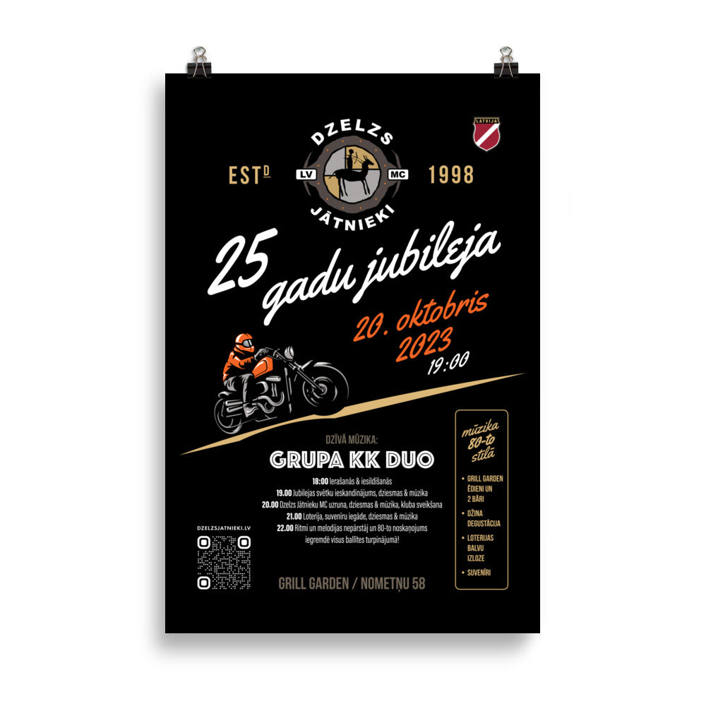 Dzelzs Jātnieki MC 25 Gadi / Black Poster