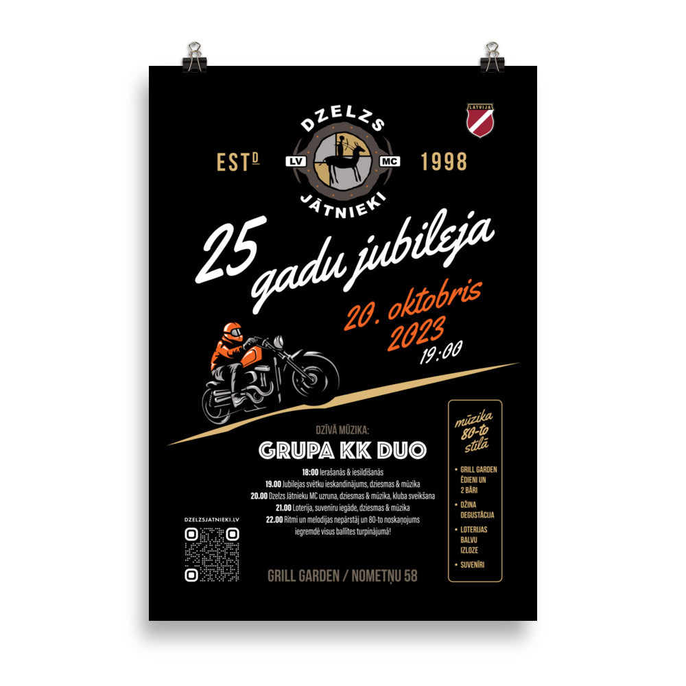 Dzelzs Jātnieki MC 25 Gadi / Black Poster