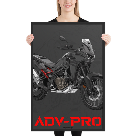 Framed matte paper poster / Africa Twin CRF1100 Black