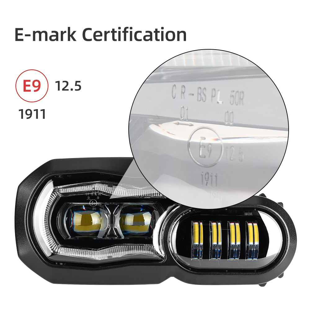 BMW F650GS/F700GS, F800GS/F800R Full-LED Headlight (E-MARK)