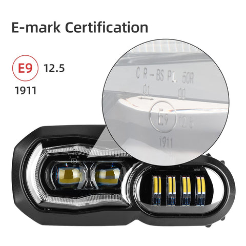 E-mark approuvé phares led lumières bmw f650gs f700gs f800gs ADV